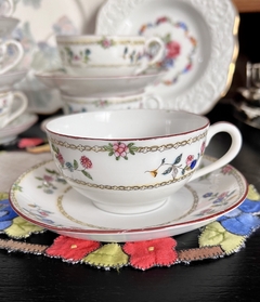 Set 6 Tazas para Te Porcelana Japonesa Egg Shell Decoracion Floral C1950 - tienda online