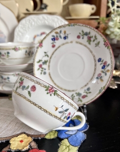 Set 6 Tazas para Te Porcelana Japonesa Egg Shell Decoracion Floral C1950