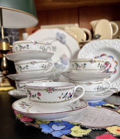 Set 6 Tazas para Te Porcelana Japonesa Egg Shell Decoracion Floral C1950 - comprar online