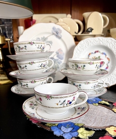 Imagen de Set 6 Tazas para Te Porcelana Japonesa Egg Shell Decoracion Floral C1950
