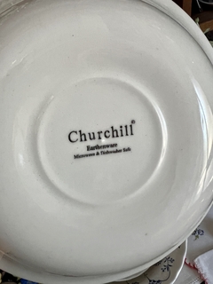 Bowls Ensaladera Frutera o Centro Loza Churchill England Pattern Finlandia Blue & White C1990 en internet