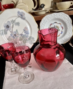 Antigua Jarra Victoriana Cristal Cramberry C1880. Para Agua o Jugo Hermosa e Impecable.