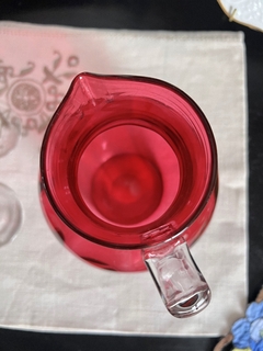 Imagen de Antigua Jarra Victoriana Cristal Cramberry C1880. Para Agua o Jugo Hermosa e Impecable.