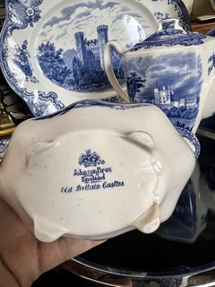 Salsera Johnson Bros England, Pattern Old Britain Castles Azul C1960 c/av.