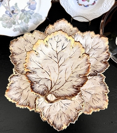 Set para Postre o Lunch x 6 Loza Lindolit Hojas Ivory y Oro C1960 en internet