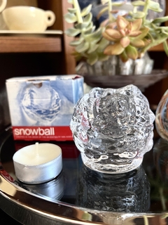 Portavela Candelero Cristal Sueco Kosta Boda Snowball diseñado por Ann Warff 1973 - comprar online