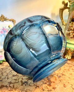 Magnifico y Antiguo Centro de Mesa , Frutera o Flowers Bolws Vintage Cloud Glass G. Davidson & Co. England Nube Azul C1925 - Funcy Stuff Antiguedades