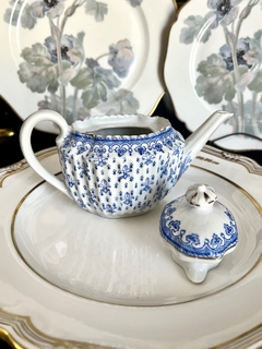 Tetera Individual Porcelana Oscar Schaller Germany Fleur de Lys C1908 - Funcy Stuff Antiguedades