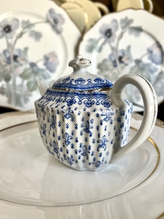 Tetera Individual Porcelana Oscar Schaller Germany Fleur de Lys C1908