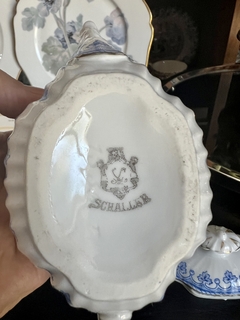 Tetera Individual Porcelana Oscar Schaller Germany Fleur de Lys C1908 - Funcy Stuff Antiguedades