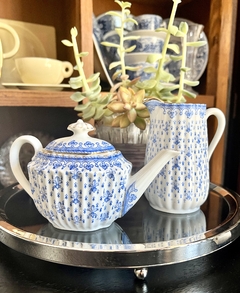 Tetera Individual Porcelana Oscar Schaller Germany Fleur de Lys C1908 - tienda online