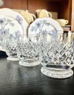 Set 6 Vasos para Whisky Cristal Hialino Talla Rombo Pie y Estrella en la Base C1960 en internet