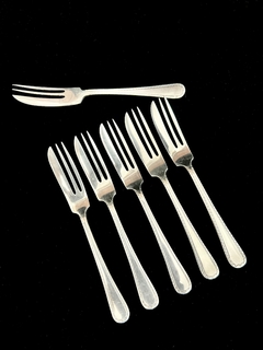 Juego de 6 Tenedores para Reposteria Mappin & Webb England Princess Plate ZigZag C1930 - Funcy Stuff Antiguedades