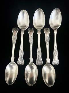 Juego de 6 Cucharas para Te Metal Plateado S&F Sheffield England King Pattern C1930