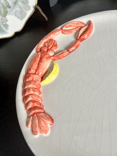 Gran Plato de Ceramica Bassano Italy, Frutos de Mar, Decoracion a Relieve C1970