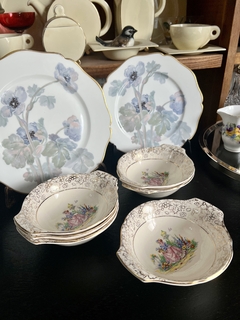Set de 6 Compoteras Vintage Hollinshead & Kirkham England Modelo Crinoline Lady C1945