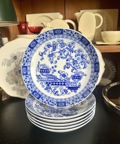 Juego de 6 Platos Hondos Porcelana Tsuji Modelo Old Blue C1980 - Funcy Stuff Antiguedades