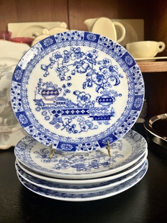Imagen de Platos Postre Porcelana Tsuji Modelo Old Blue C1980
