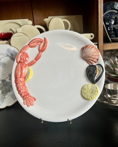 Gran Plato de Ceramica Bassano Italy, Frutos de Mar, Decoracion a Relieve C1970 - comprar online