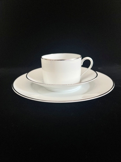 Trio para Te Porcelana Lorenz Hutschenreuther Selb Germany White & Silver Line C1955-1968 - Funcy Stuff Antiguedades