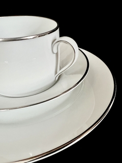 Trio para Te Porcelana Lorenz Hutschenreuther Selb Germany White & Silver Line C1955-1968