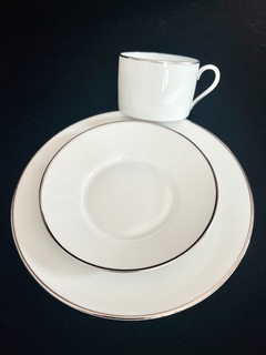 Trio para Te Porcelana Lorenz Hutschenreuther Selb Germany White & Silver Line C1955-1968 en internet