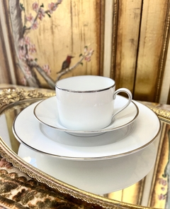 Trio para Te Porcelana Lorenz Hutschenreuther Selb Germany White & Silver Line C1955-1968 - comprar online