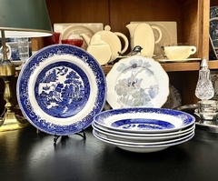 Juego de 6 Platos Hondos Loza Solian Ware England , Modelo Blue willow C1940 - Funcy Stuff Antiguedades