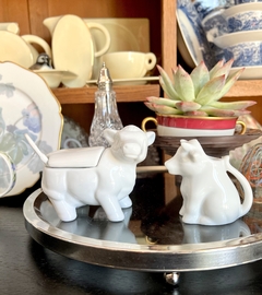 Cremera y Azucarera Porcelana Blanca Vaquita - comprar online