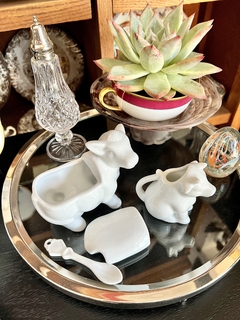 Cremera y Azucarera Porcelana Blanca Vaquita - tienda online