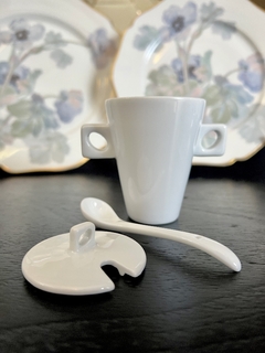 Cremera y Azucarera Porcelana Blanca Cono - Funcy Stuff Antiguedades