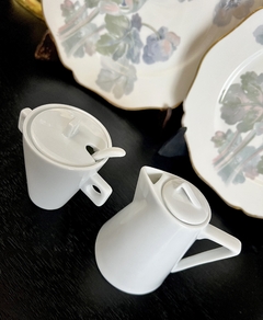 Cremera y Azucarera Porcelana Blanca Cono - Funcy Stuff Antiguedades