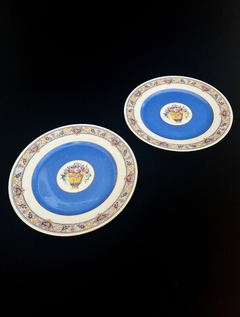 Plato con Pie Bajo para Masas Raynaud & Co. Limoges France Bouquet Oro C1943 - Funcy Stuff Antiguedades