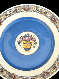 Plato con Pie Bajo para Masas Raynaud & Co. Limoges France Bouquet Oro C1943 - tienda online