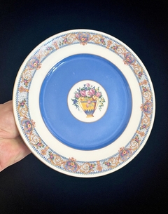 Plato con Pie Bajo para Masas Raynaud & Co. Limoges France Bouquet Oro C1943