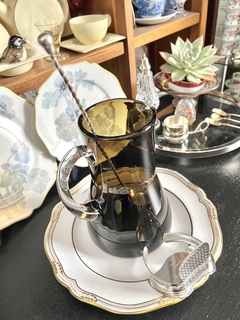 Jarra de Cristal Grey Smoge y Clear con Filtro y Mezclador de la Casa Wright C1960
