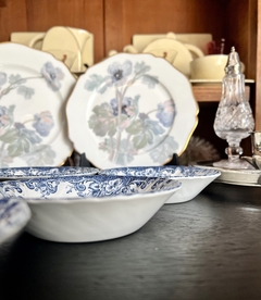 Set de 6 Compoteras Loza Johnson Bros England, Pattern Coaching Scenes Azul C1960 - Funcy Stuff Antiguedades