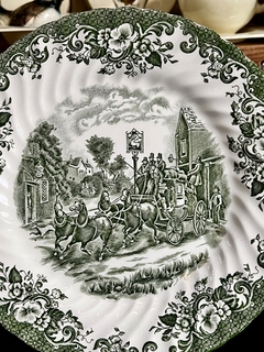 Plato Playo Jonhson Bros England , Pattern Coaching Scenes Verde C1960