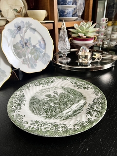 Plato Playo Jonhson Bros England , Pattern Coaching Scenes Verde C1960 - Funcy Stuff Antiguedades