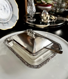 Mantequera Vintage de Metal Plateado y Vdrio EPNS Sheffield C1960 - comprar online