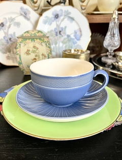 Jumbo Cup Taza para Desayuno Loza Wedgwood England , Pattern Weekday Weekend Blue año 1998 - Funcy Stuff Antiguedades