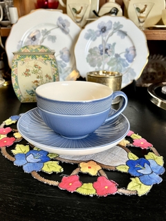 Jumbo Cup Taza para Desayuno Loza Wedgwood England , Pattern Weekday Weekend Blue año 1998 - comprar online
