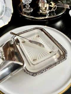 Mantequera Vintage de Metal Plateado y Vdrio EPNS Sheffield C1960 en internet