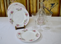 Precioso Juego de 6 Platos Playo de Porcelana Inglesa Shelley fine Bone China England Pattern Stocks C1940 - comprar online