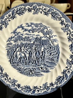 Plato Playo Loza Myott England Pattern Country Life Blue C1950 - Funcy Stuff Antiguedades