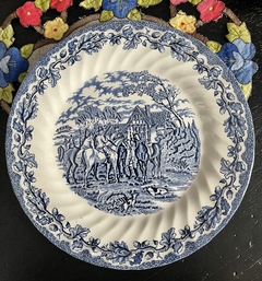 Plato Playo Loza Myott England Pattern Country Life Blue C1950 - comprar online