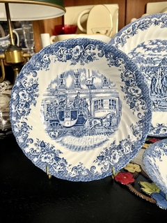 Bowls Cerealero Jonhson Bros England , Pattern Coaching Scenes Azul C1980 x 2