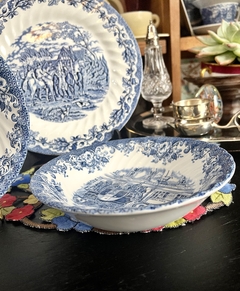 Imagen de Bowls Cerealero Jonhson Bros England , Pattern Coaching Scenes Azul C1980 x 2