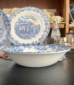 Bowls Cerealero Jonhson Bros England , Pattern Coaching Scenes Azul C1980 x 2 en internet