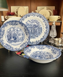 Bowls Cerealero Jonhson Bros England , Pattern Coaching Scenes Azul C1980 x 2 - comprar online